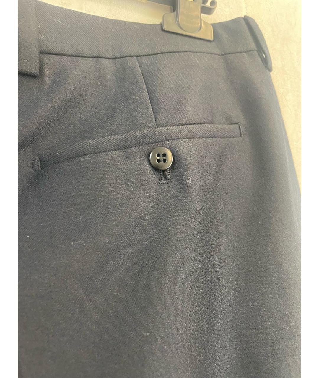 BURBERRY Темно-синие шерстяные классические брюки, фото 4