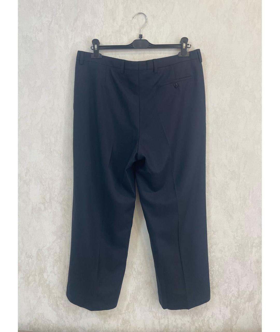 BURBERRY Темно-синие шерстяные классические брюки, фото 2