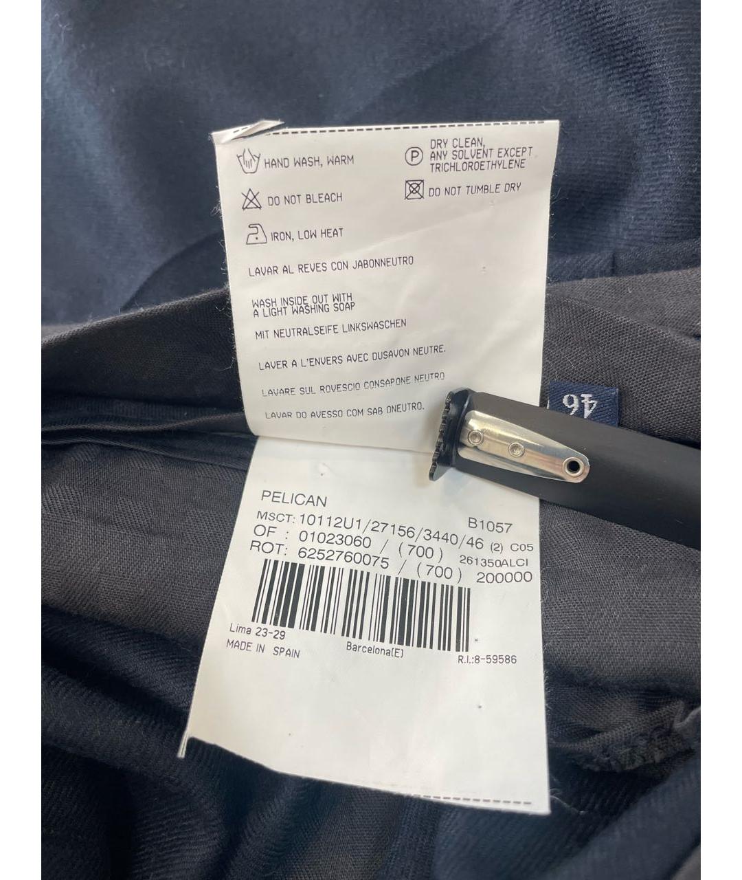 BURBERRY Темно-синие шерстяные классические брюки, фото 8