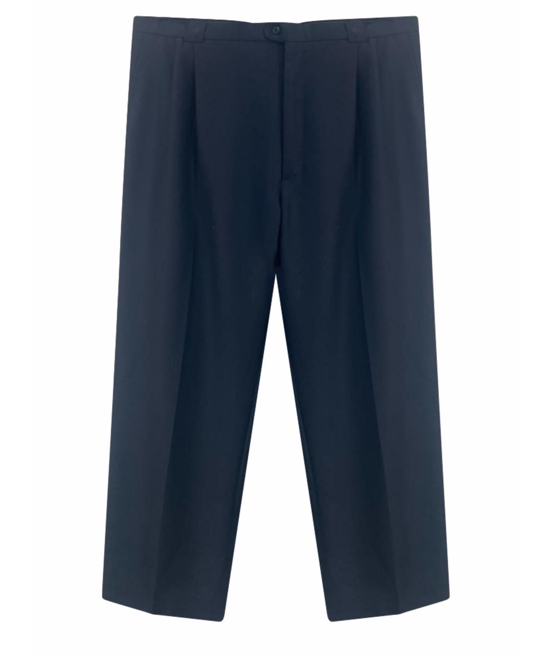 BURBERRY Темно-синие шерстяные классические брюки, фото 1