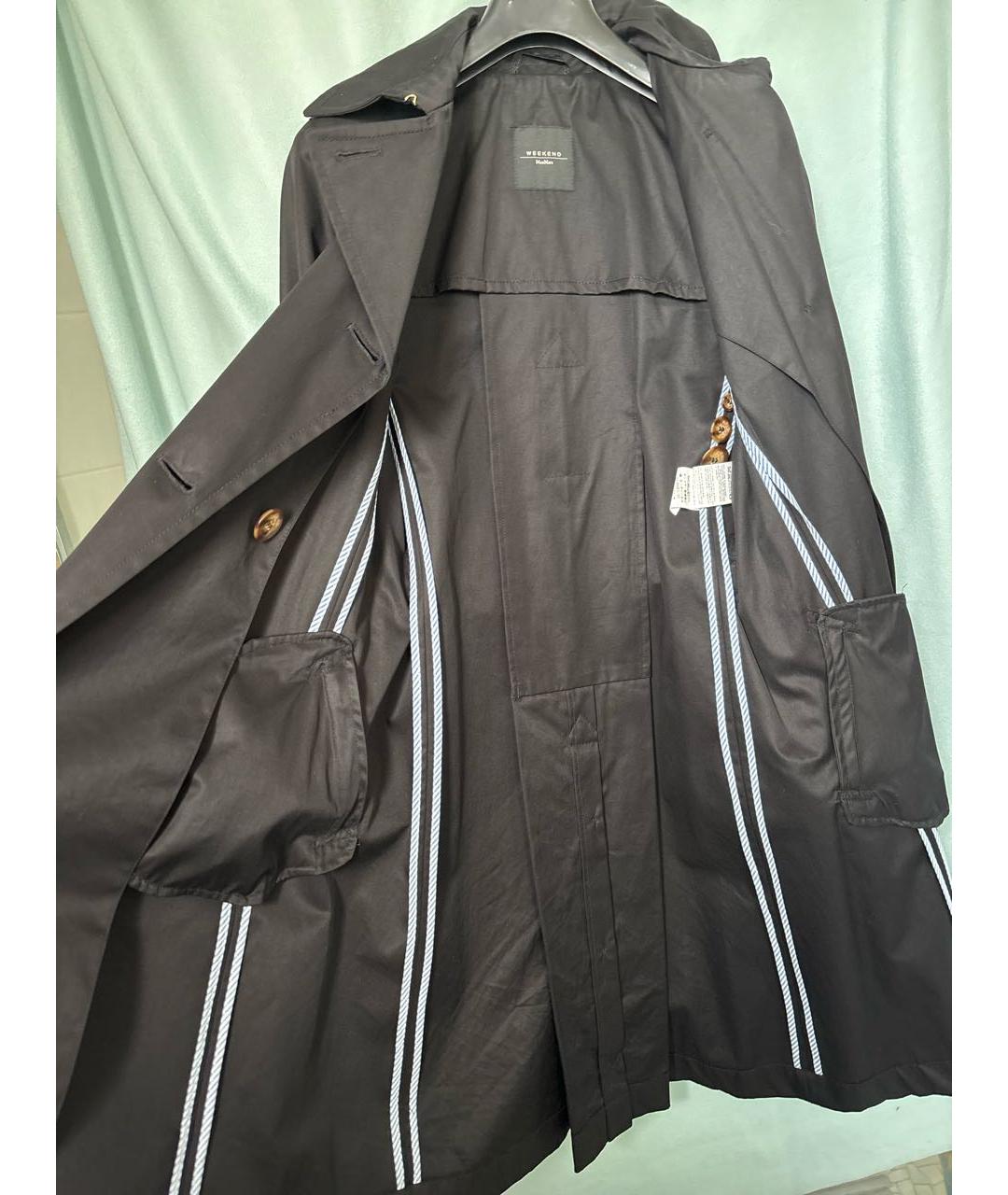 WEEKEND MAX MARA Черный хлопковый тренч/плащ, фото 4