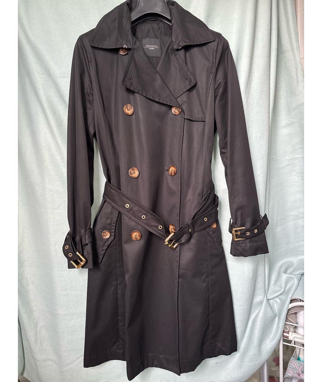 WEEKEND MAX MARA Черный хлопковый тренч/плащ, фото 5