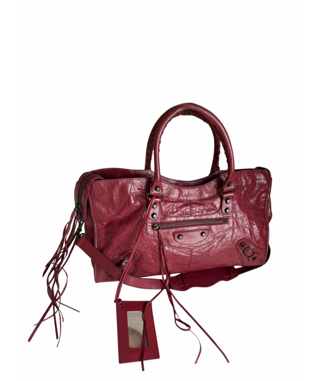 BALENCIAGA Бордовая кожаная сумка с короткими ручками, фото 1