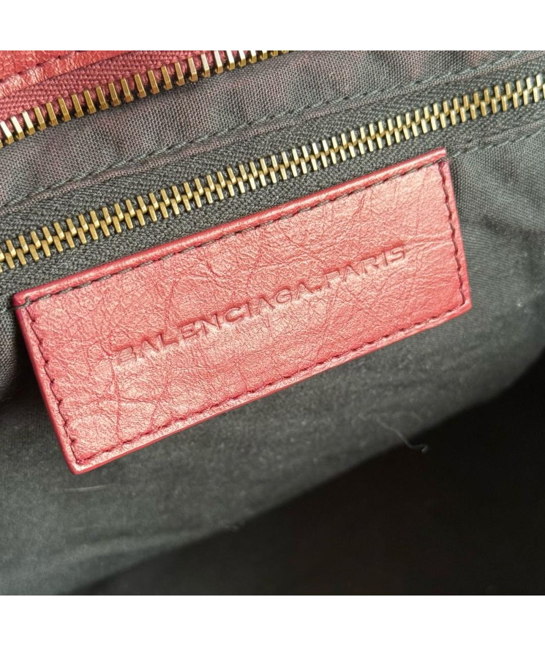 BALENCIAGA Бордовая кожаная сумка с короткими ручками, фото 5