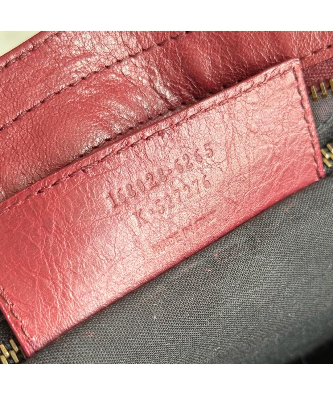 BALENCIAGA Бордовая кожаная сумка с короткими ручками, фото 6