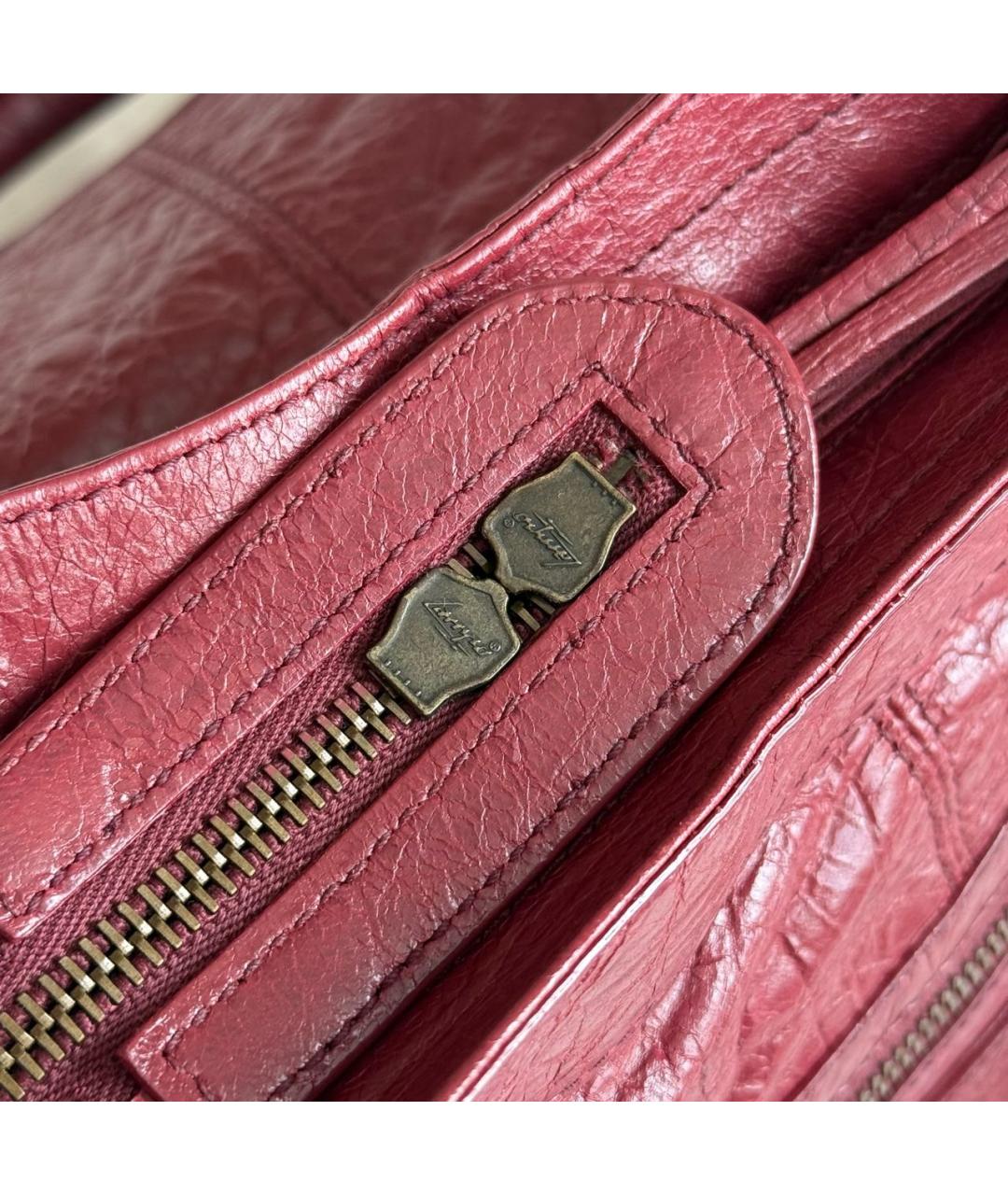 BALENCIAGA Бордовая кожаная сумка с короткими ручками, фото 4