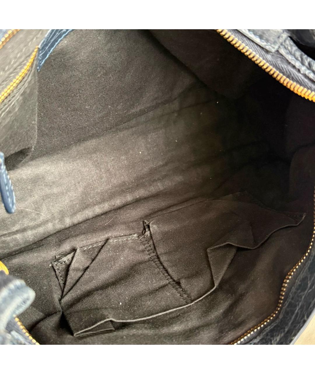 BALENCIAGA Темно-синяя кожаная сумка с короткими ручками, фото 6