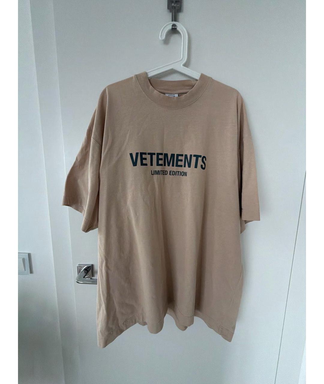 VETEMENTS Бежевая хлопковая футболка, фото 5
