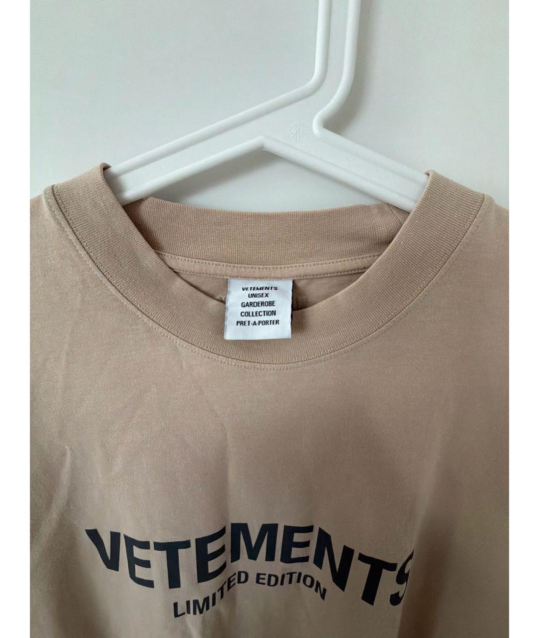 VETEMENTS Бежевая хлопковая футболка, фото 3