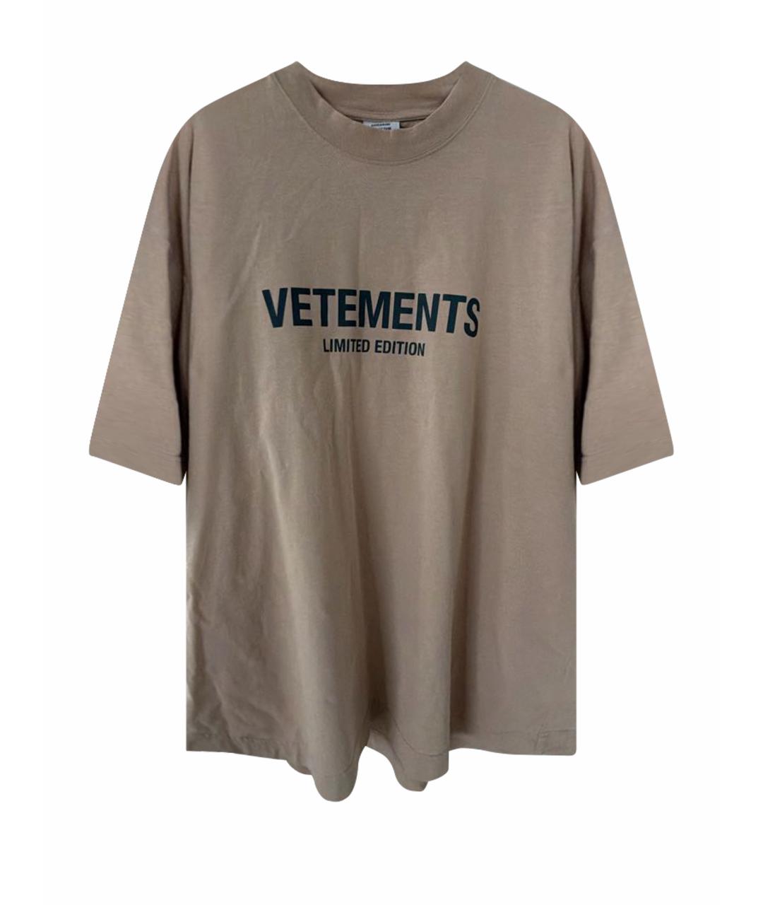 VETEMENTS Бежевая хлопковая футболка, фото 1