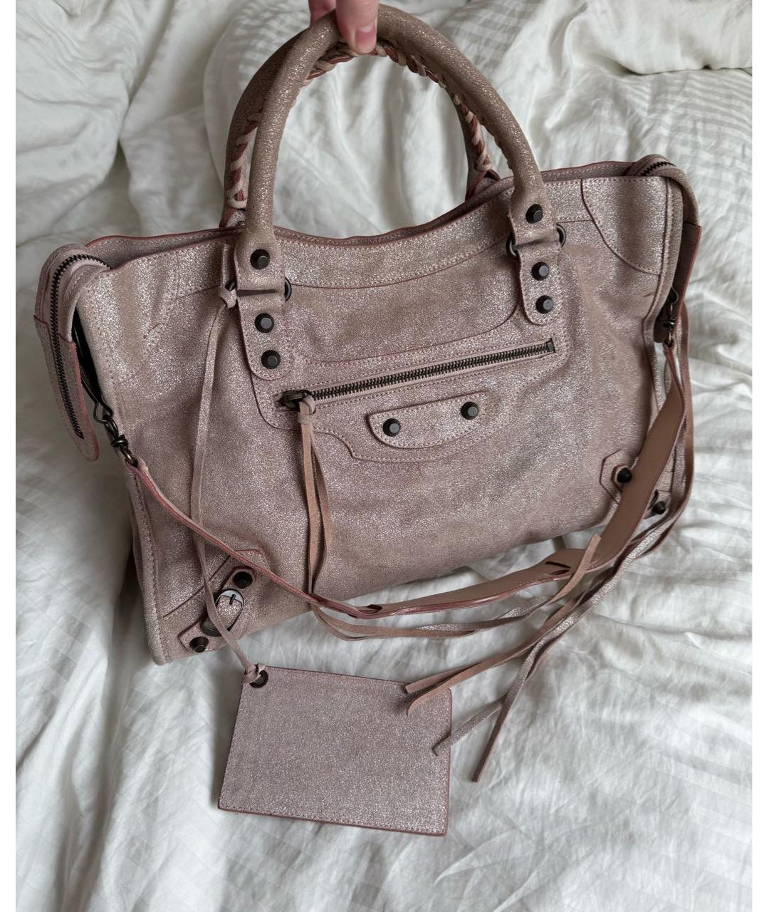 BALENCIAGA Розовая кожаная сумка с короткими ручками, фото 9