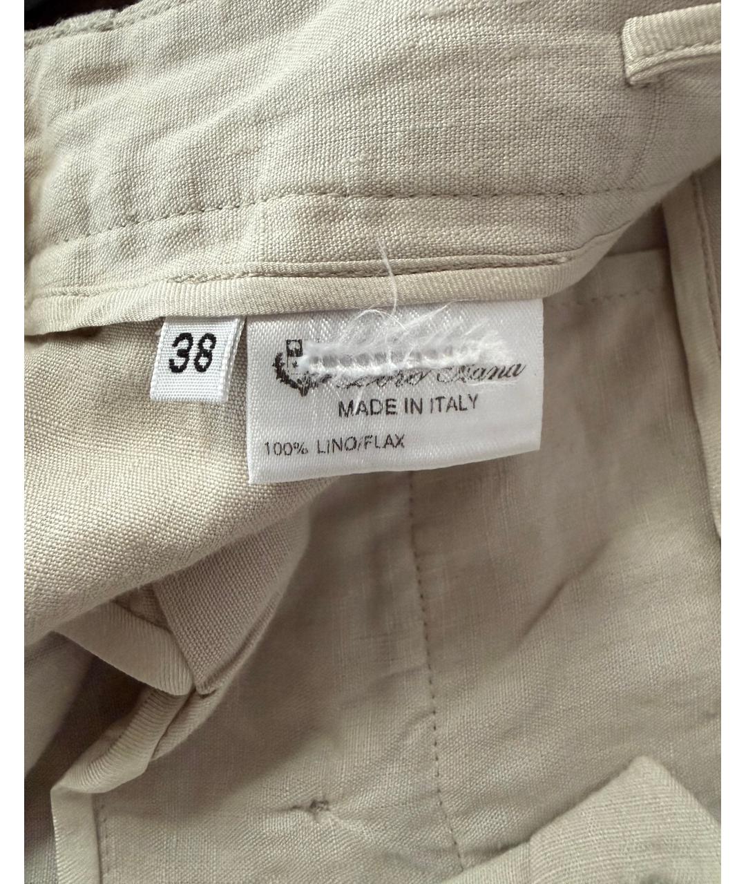 LORO PIANA Бежевые льняные брюки узкие, фото 5
