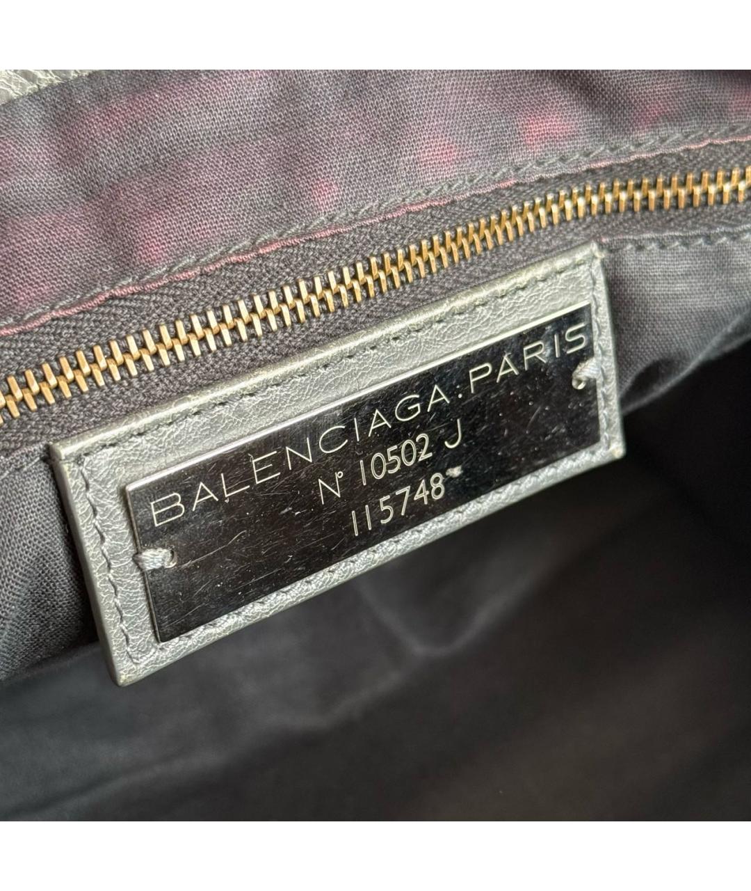 BALENCIAGA Антрацитовая кожаная сумка с короткими ручками, фото 4