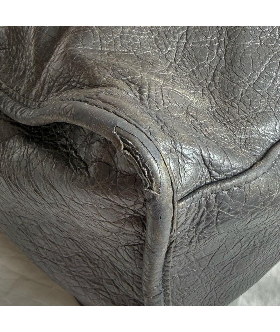 BALENCIAGA Антрацитовая кожаная сумка с короткими ручками, фото 8