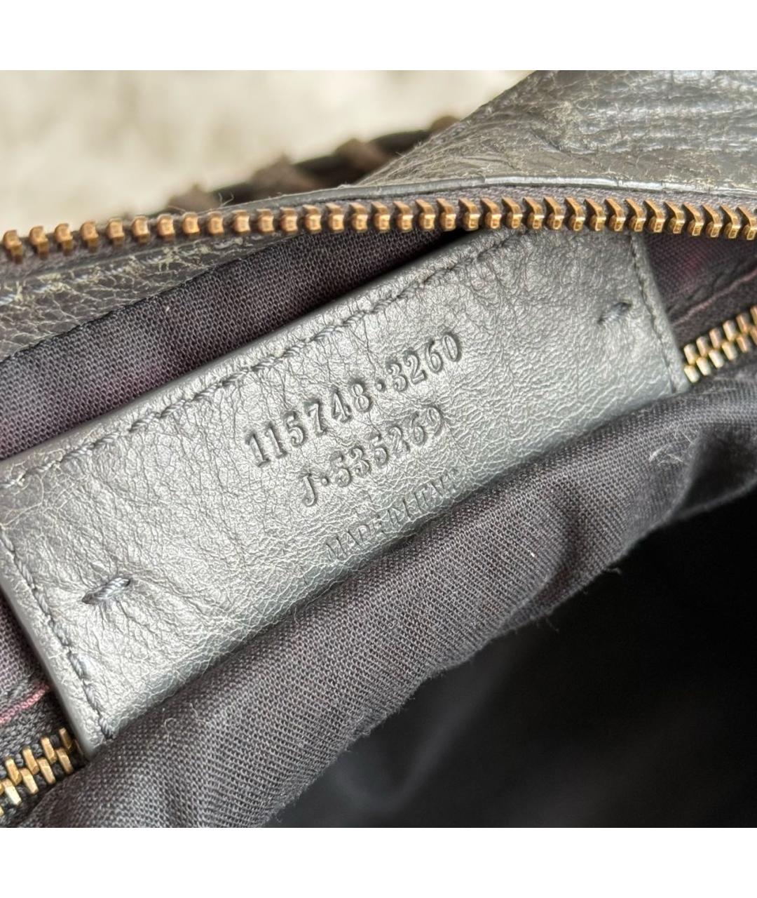 BALENCIAGA Антрацитовая кожаная сумка с короткими ручками, фото 5