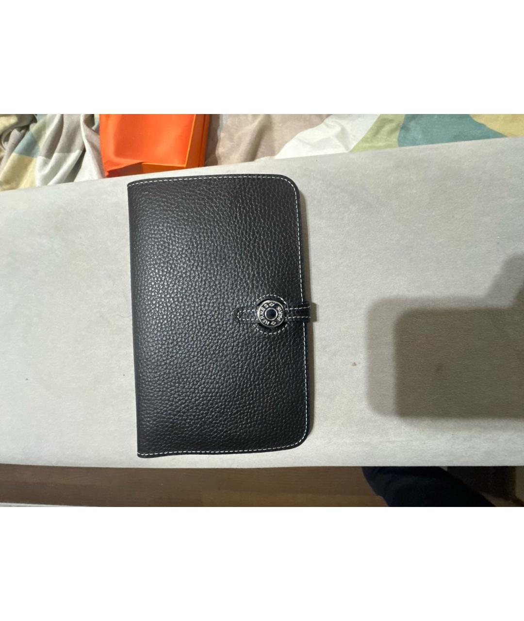 HERMES Черный кожаный кошелек, фото 5