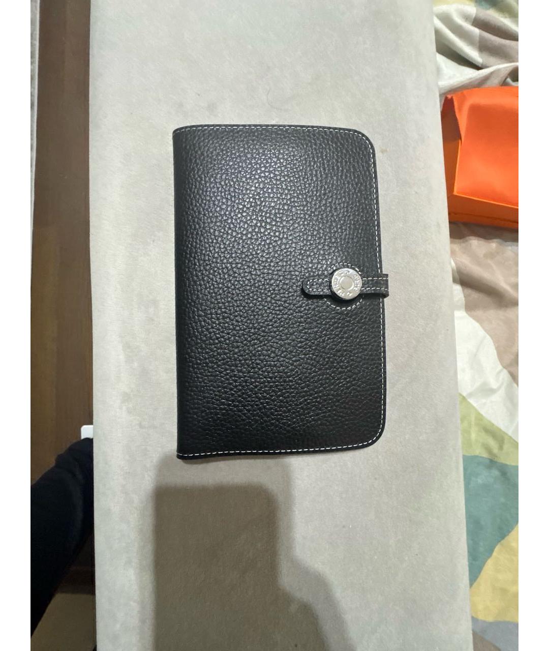 HERMES Черный кожаный кошелек, фото 2