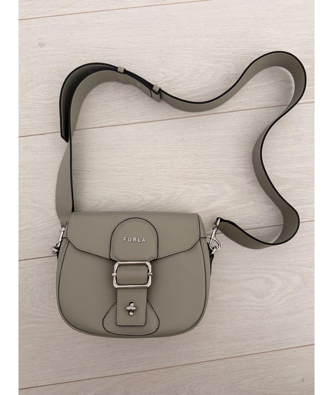 FURLA Бежевая кожаная сумка через плечо, фото 4