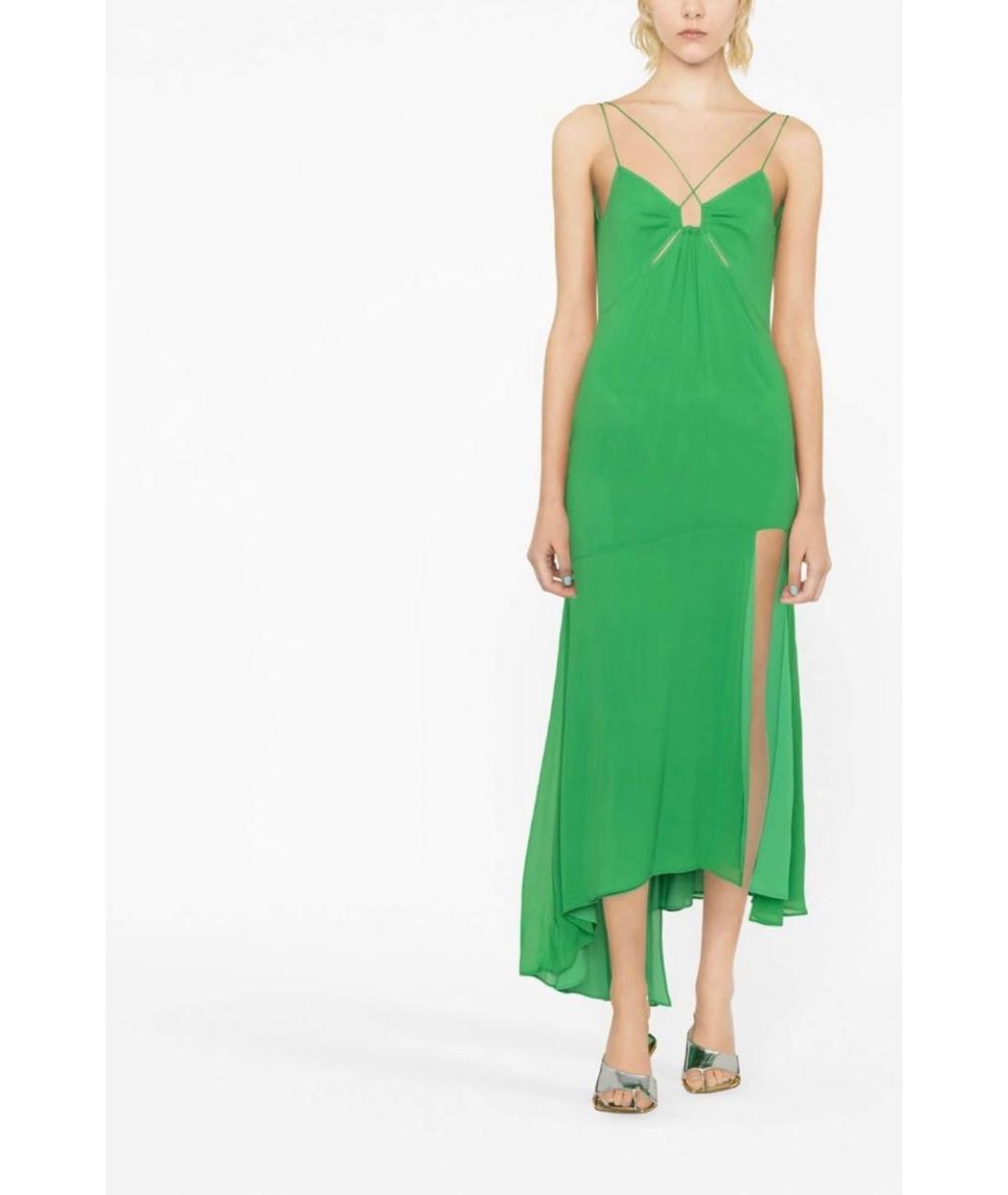 THE ANDAMANE Зеленые шелковое коктейльное платье, фото 5