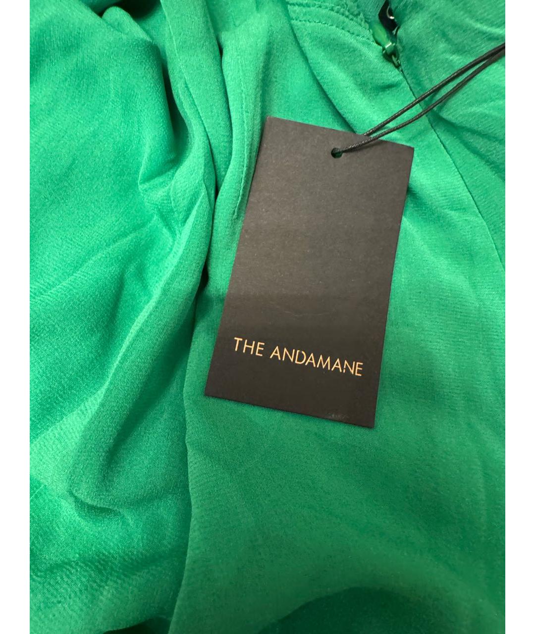 THE ANDAMANE Зеленые шелковое коктейльное платье, фото 3
