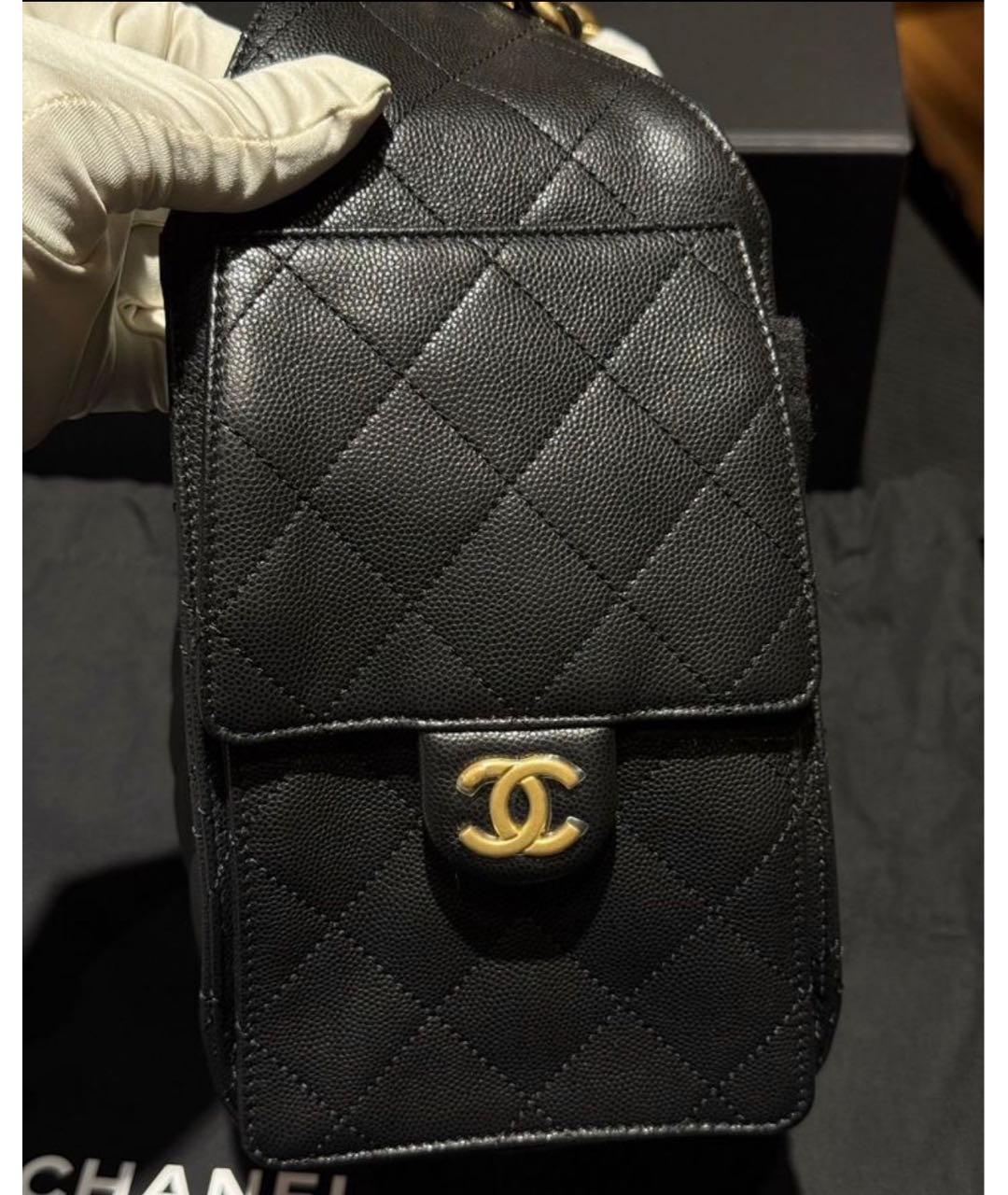 CHANEL Черная кожаная сумка через плечо, фото 2