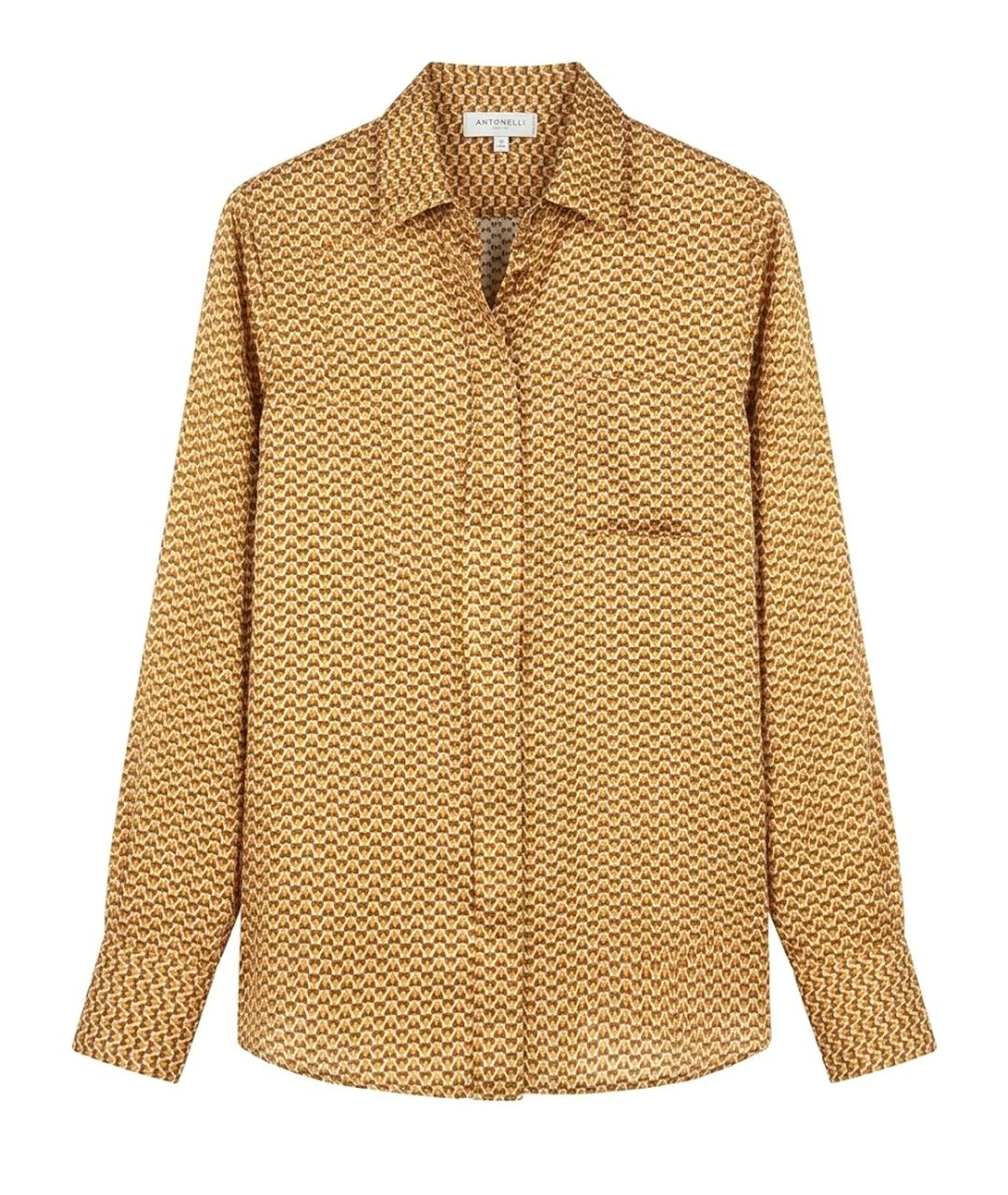 ANTONELLI FIRENZE Коричневая шелковая рубашка, фото 1