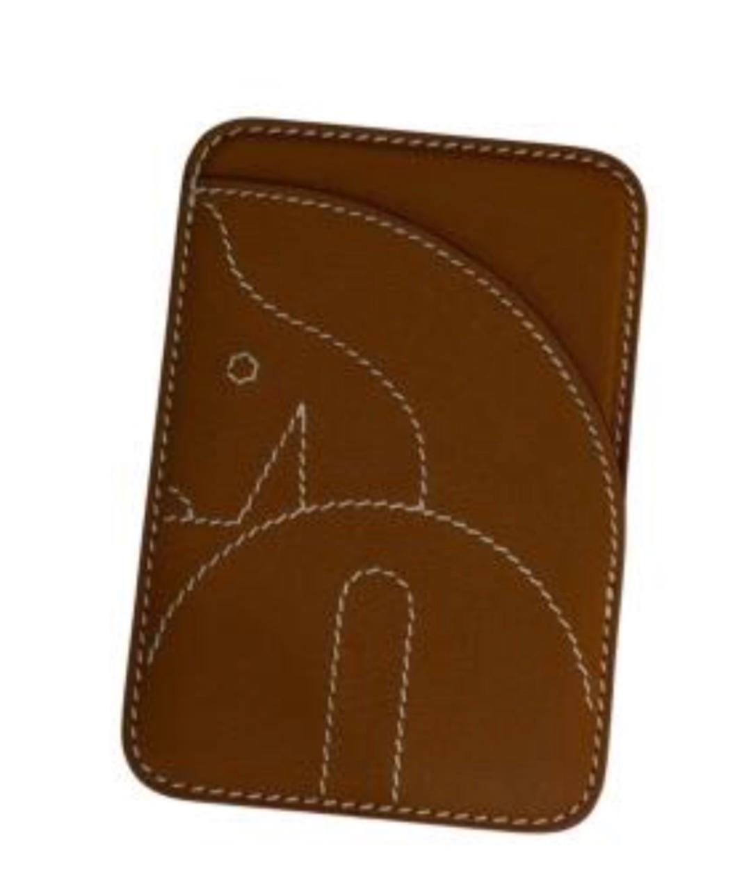 HERMES Коричневая кожаная визитница, фото 2