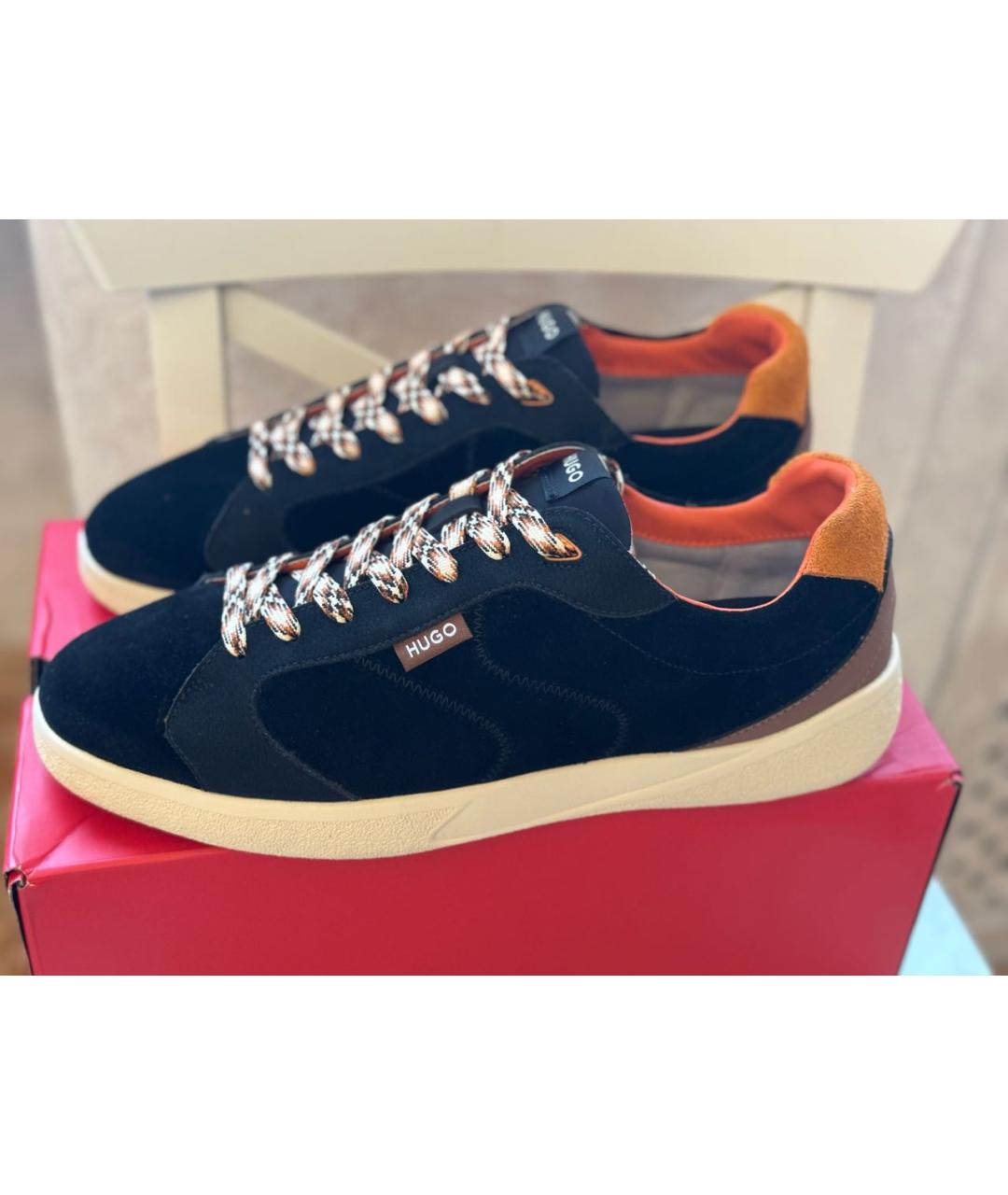 HUGO Черные замшевые низкие кроссовки / кеды, фото 7