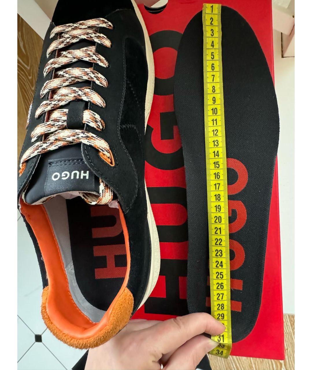 HUGO Черные замшевые низкие кроссовки / кеды, фото 4