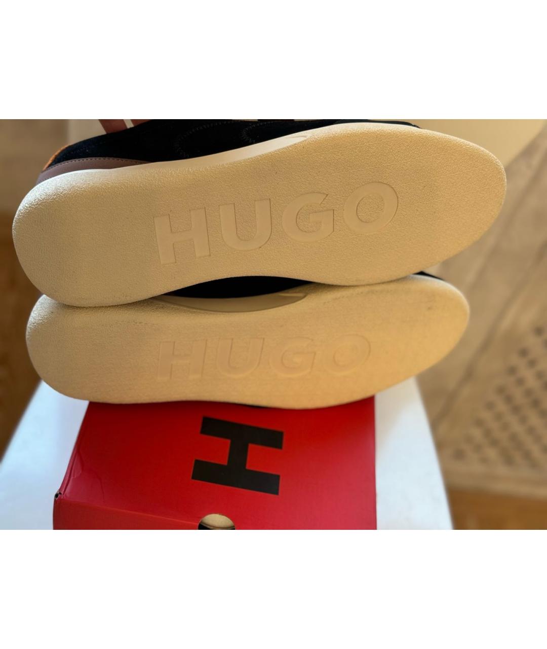 HUGO Черные замшевые низкие кроссовки / кеды, фото 5