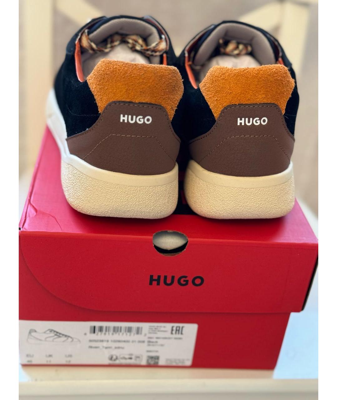 HUGO Черные замшевые низкие кроссовки / кеды, фото 3