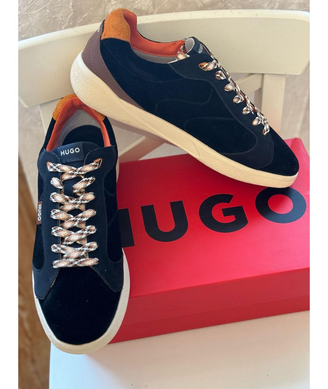 HUGO Черные замшевые низкие кроссовки / кеды, фото 8