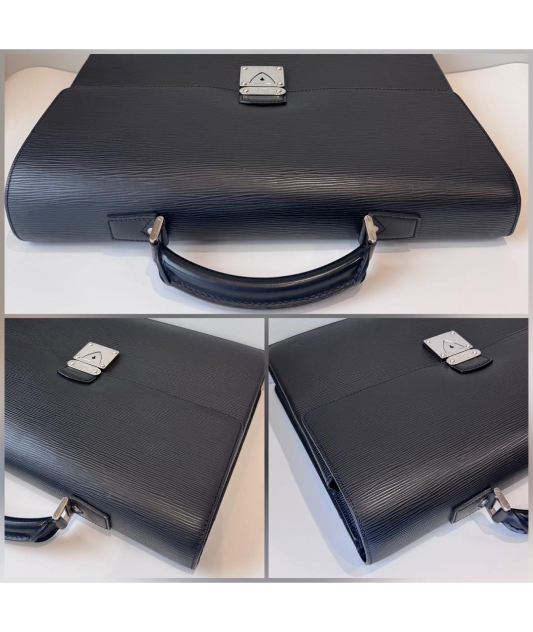 LOUIS VUITTON Черный кожаный портфель, фото 5