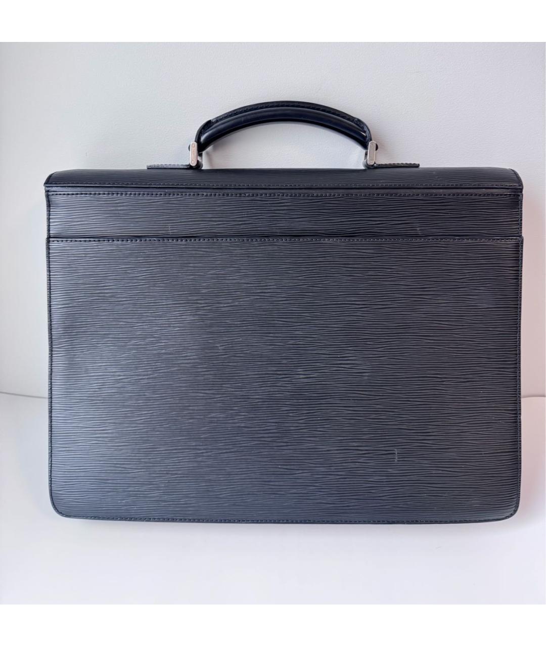 LOUIS VUITTON Черный кожаный портфель, фото 4