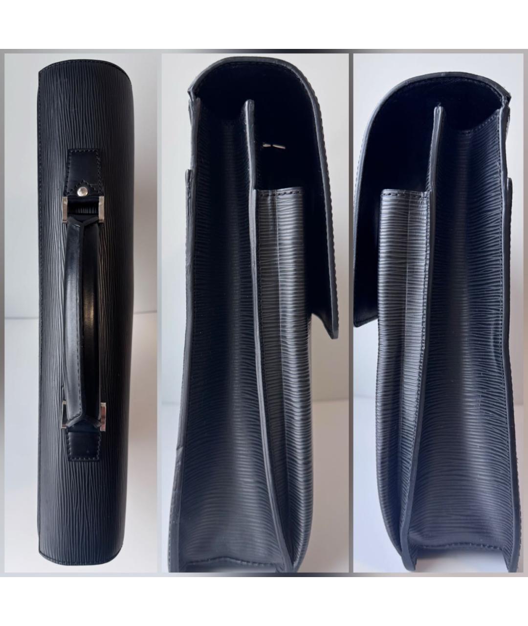 LOUIS VUITTON Черный кожаный портфель, фото 7