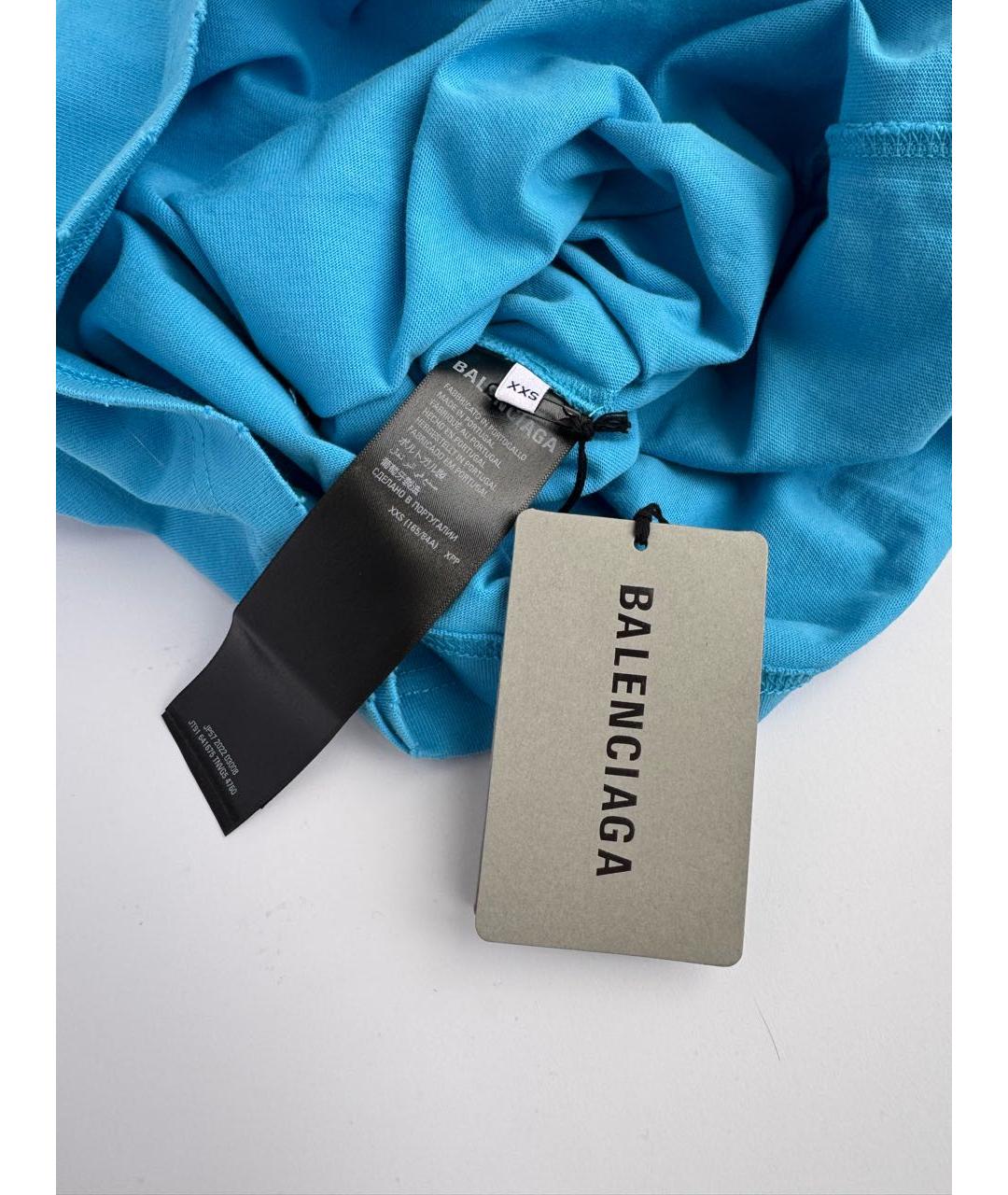 BALENCIAGA Голубая хлопковая футболка, фото 5