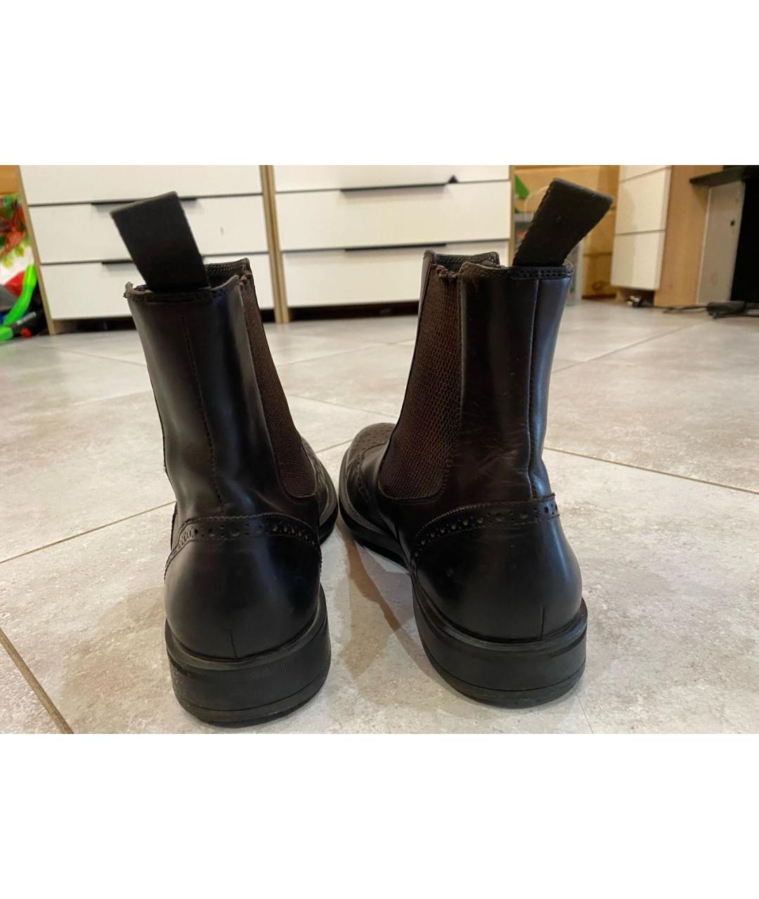 HUGO BOSS Коричневые кожаные высокие ботинки, фото 5