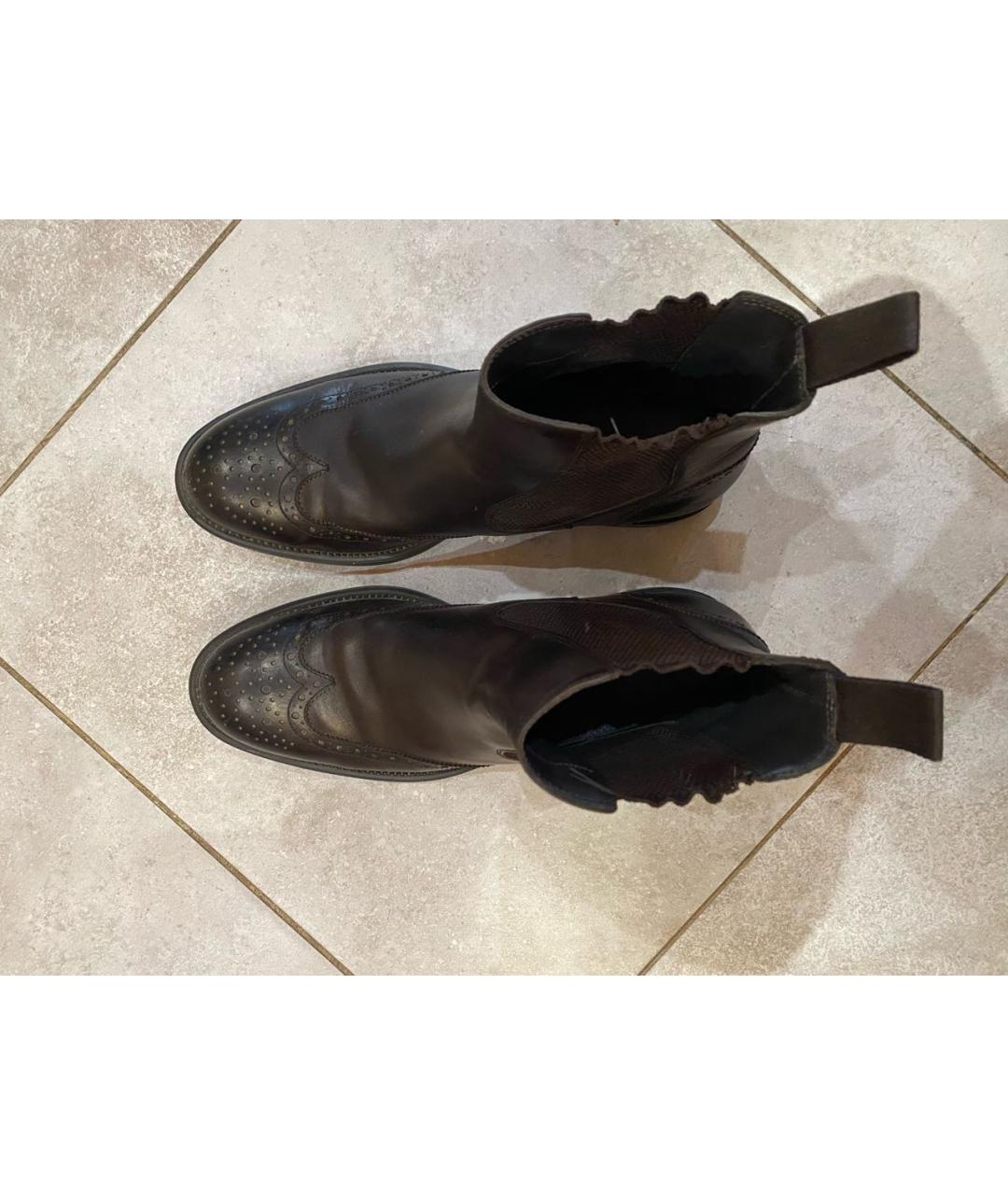 HUGO BOSS Коричневые кожаные высокие ботинки, фото 4