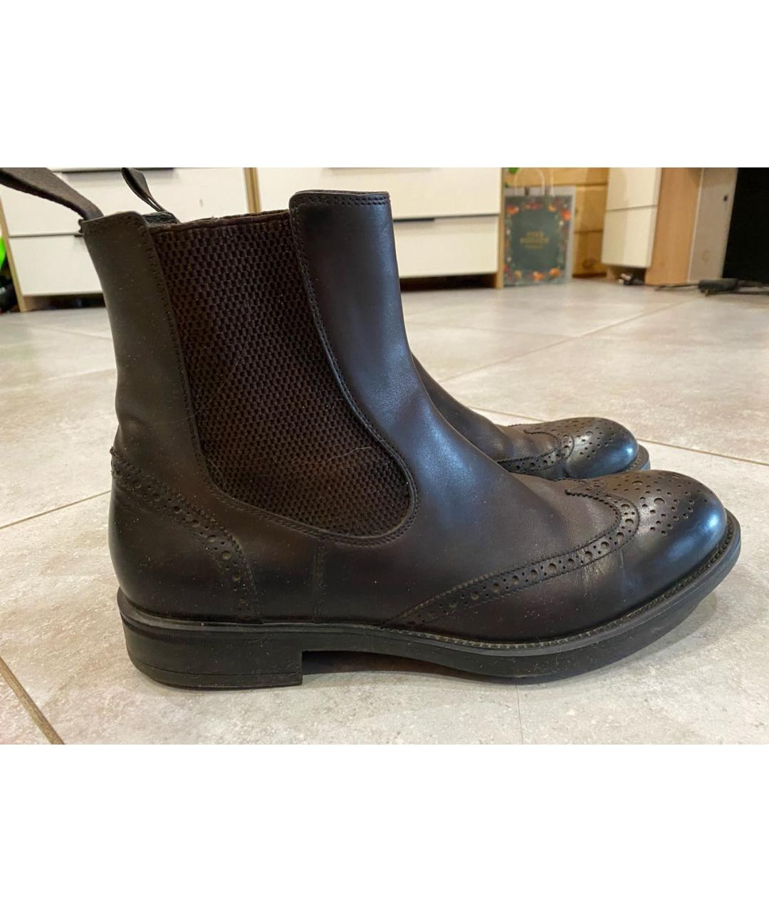 HUGO BOSS Коричневые кожаные высокие ботинки, фото 7