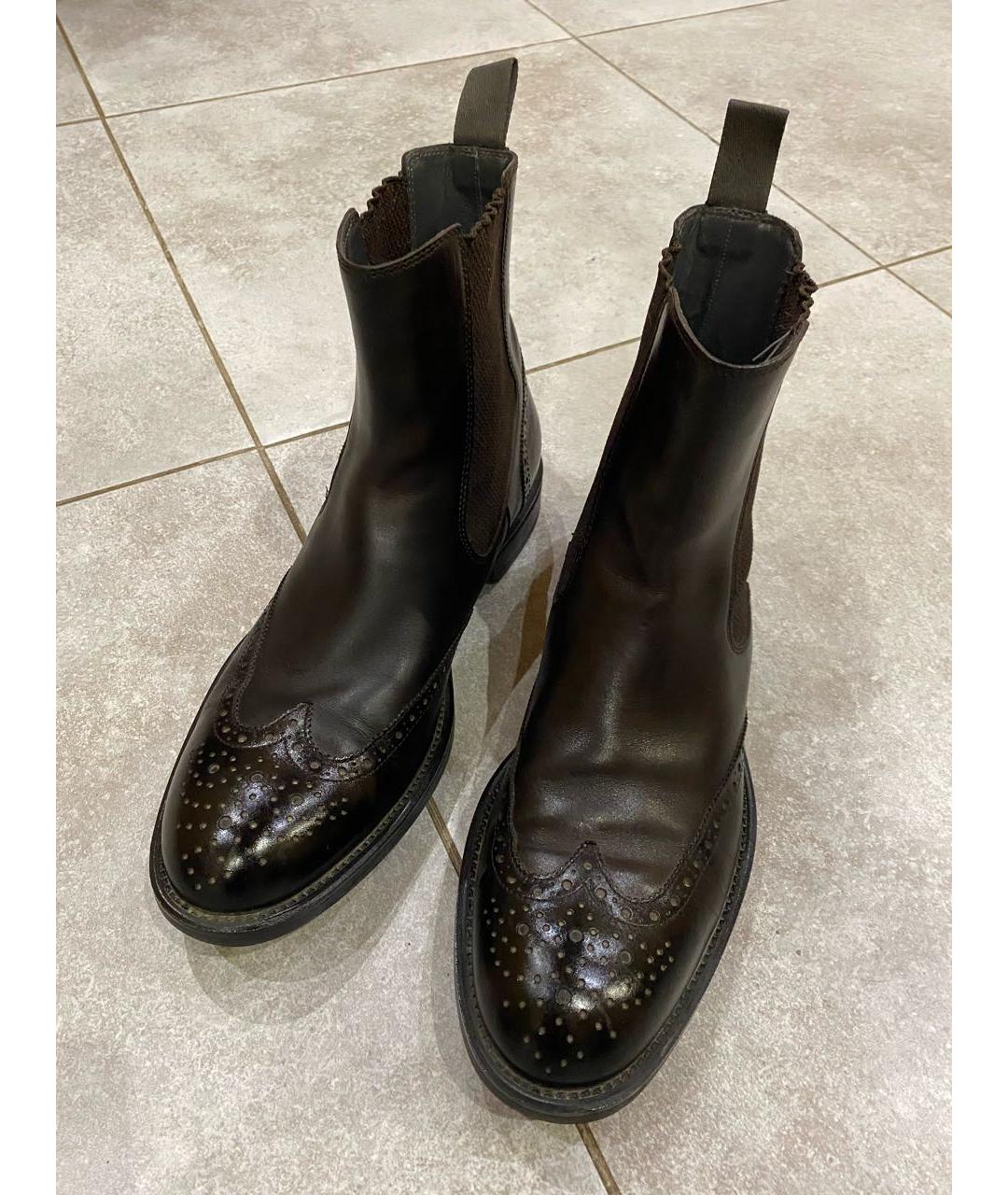 HUGO BOSS Коричневые кожаные высокие ботинки, фото 3
