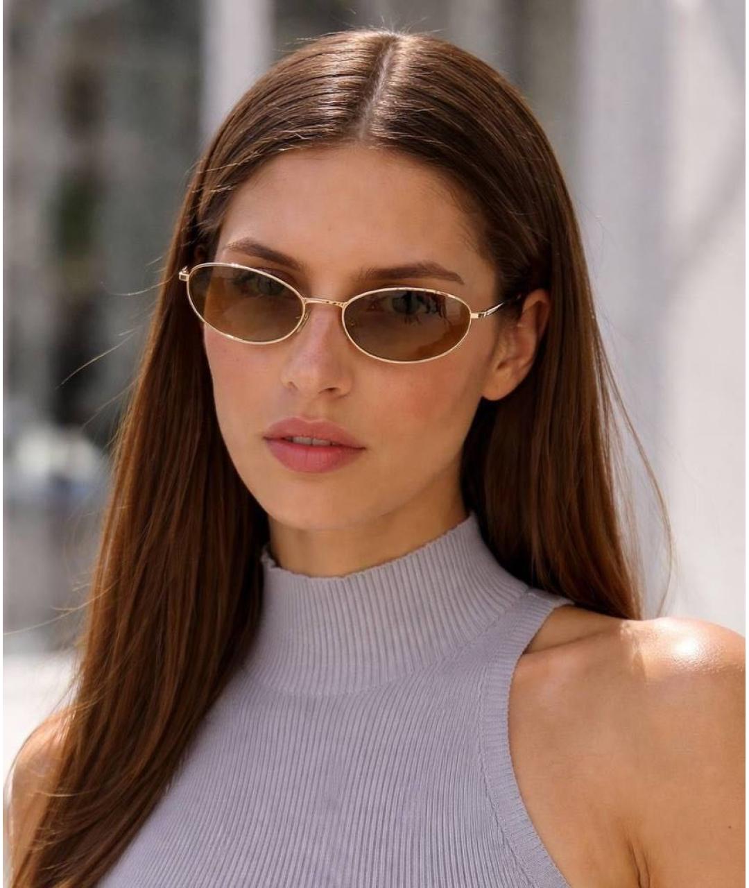 PRADA Коричневые металлические солнцезащитные очки, фото 4