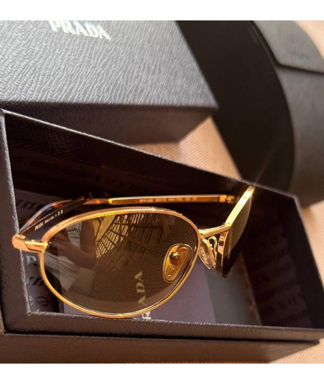 PRADA Коричневые металлические солнцезащитные очки, фото 2