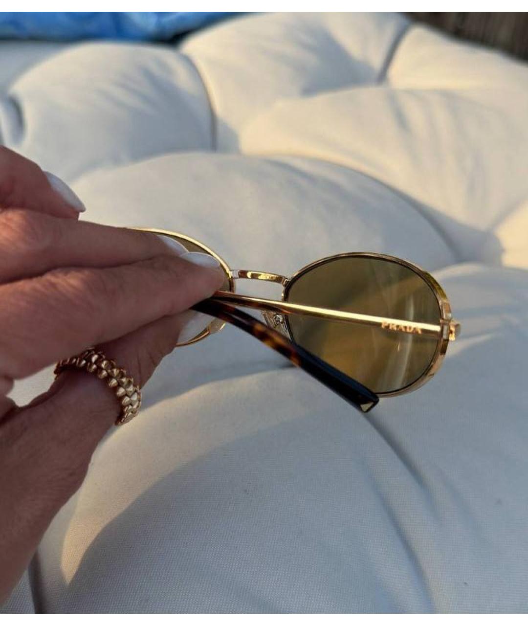 PRADA Коричневые металлические солнцезащитные очки, фото 5