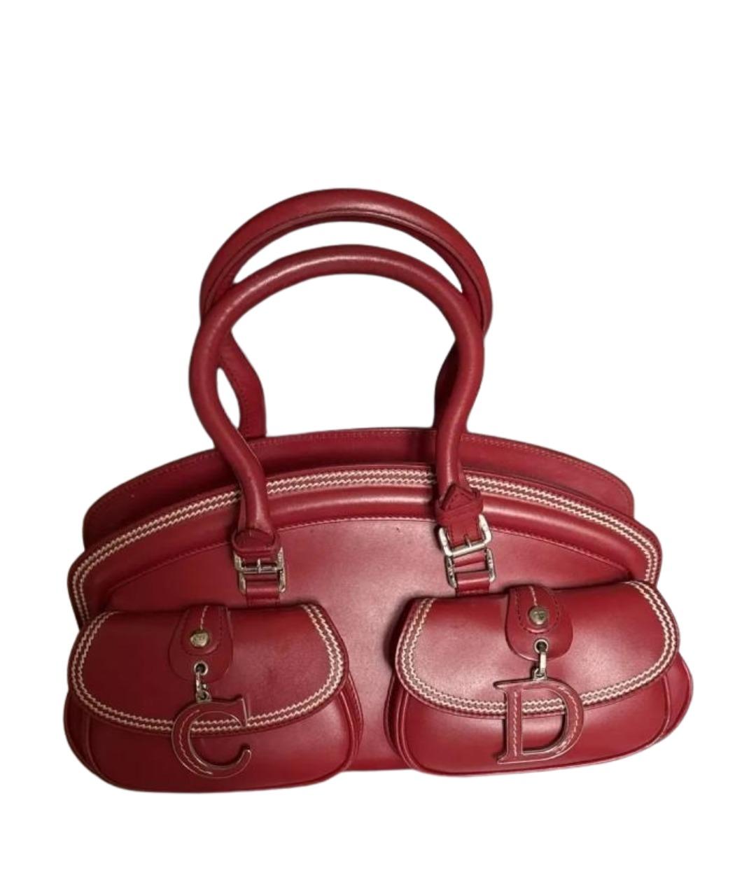 CHRISTIAN DIOR Красная кожаная сумка с короткими ручками, фото 1