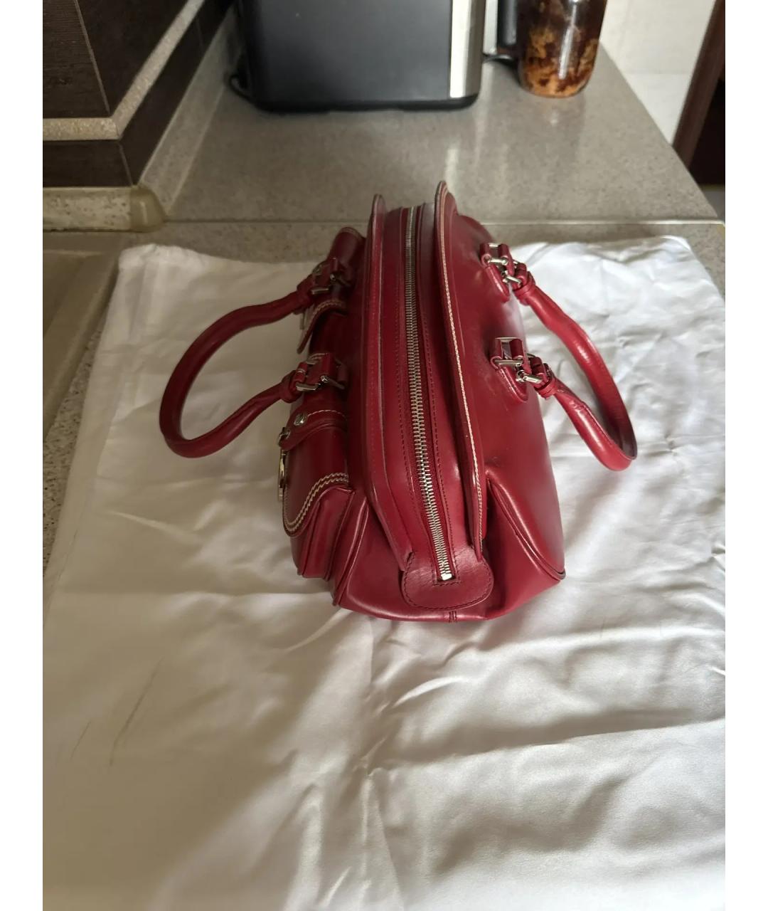 CHRISTIAN DIOR Красная кожаная сумка с короткими ручками, фото 5