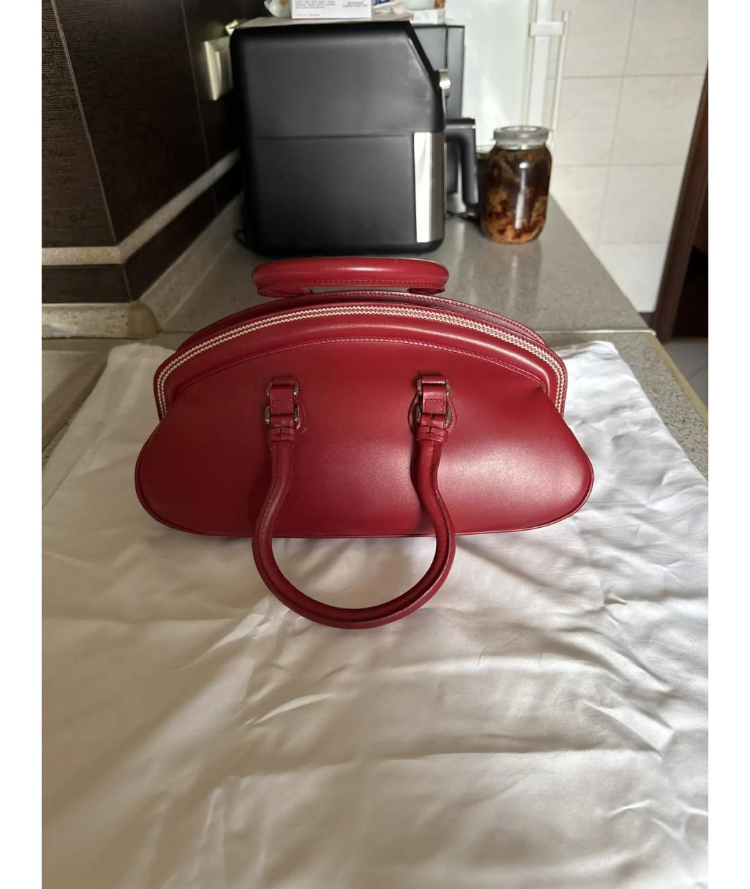 CHRISTIAN DIOR Красная кожаная сумка с короткими ручками, фото 2