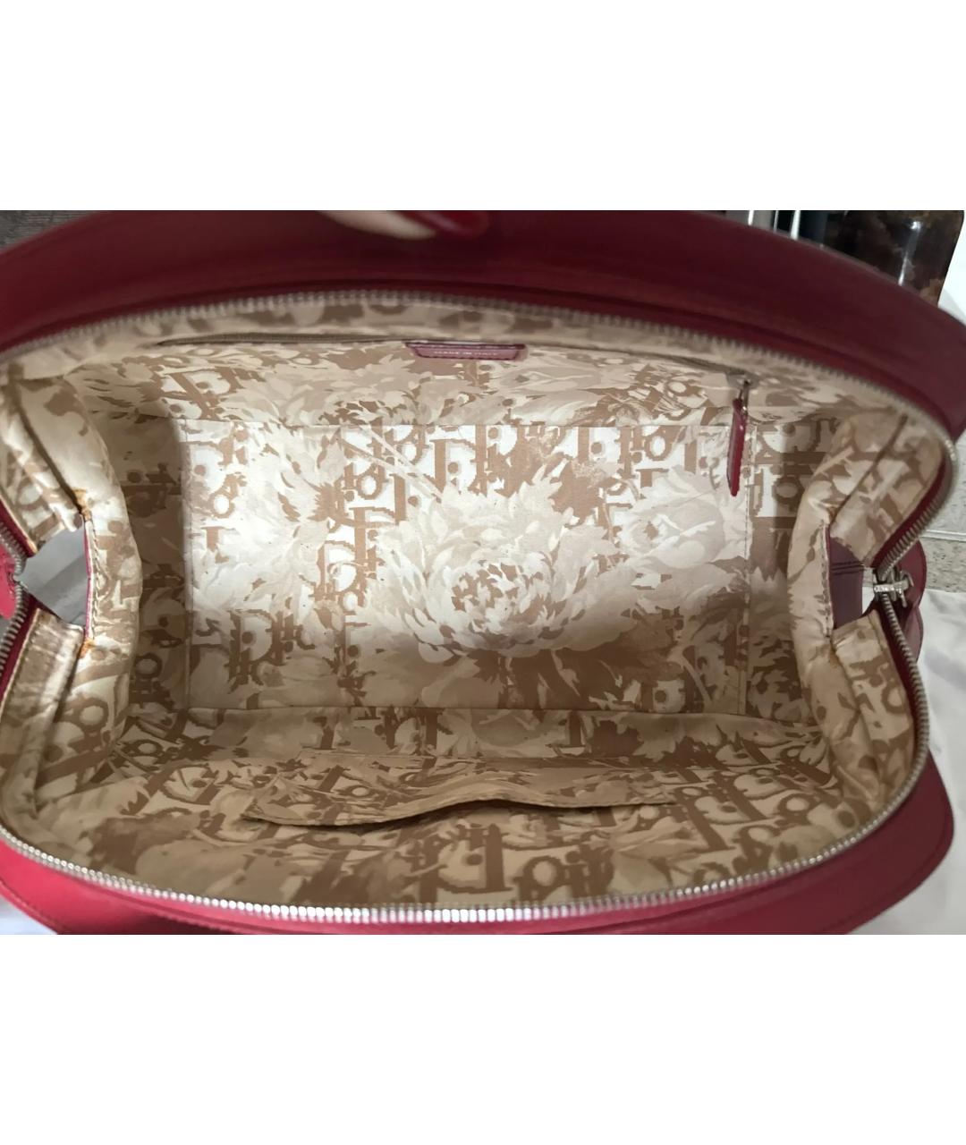 CHRISTIAN DIOR Красная кожаная сумка с короткими ручками, фото 6