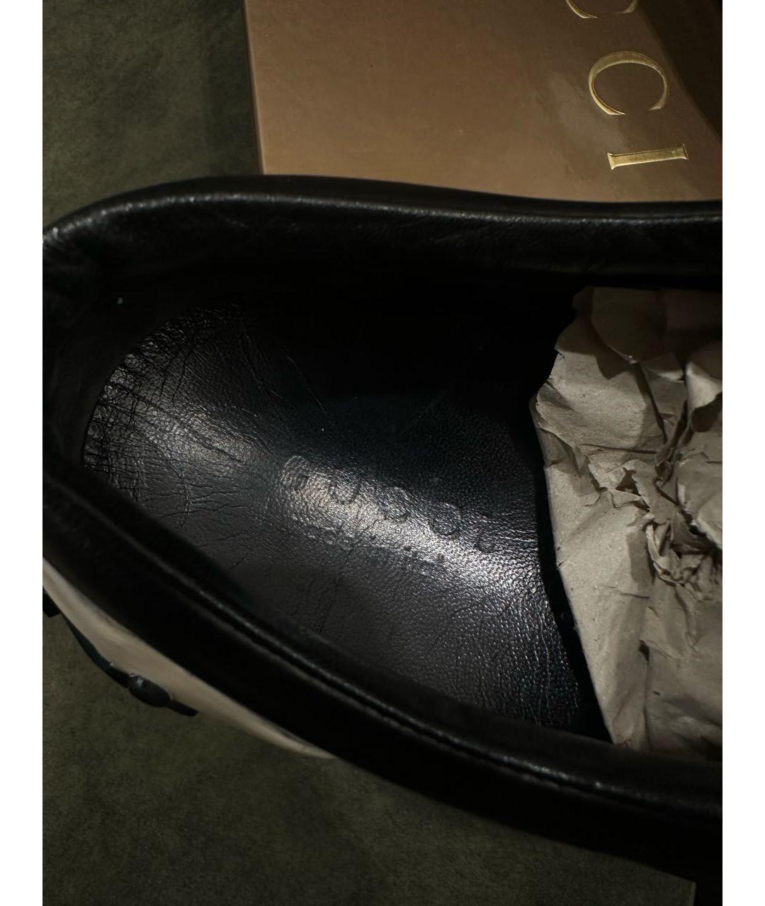 GUCCI Черные кожаные низкие кроссовки / кеды, фото 5