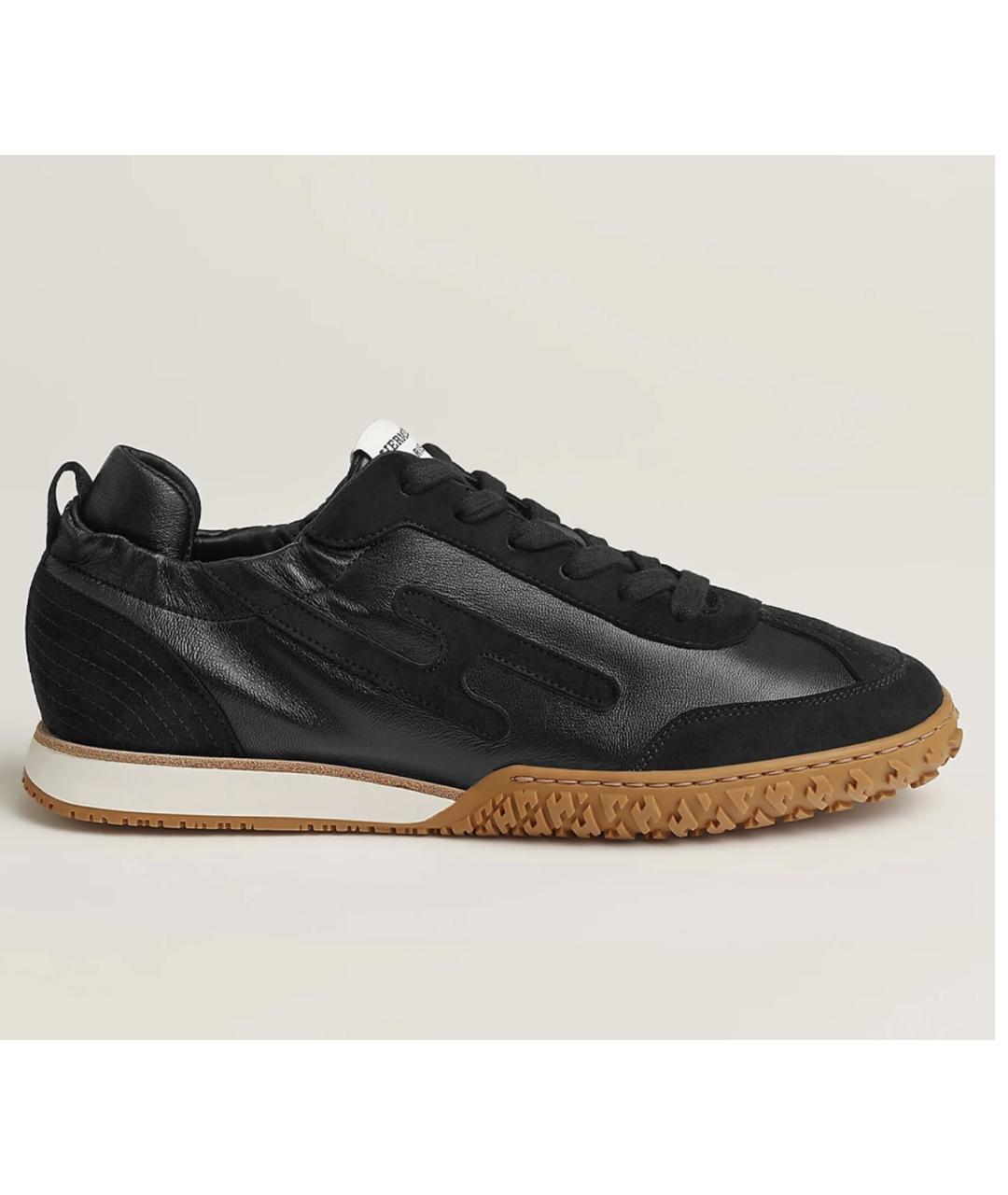 HERMES Черные кожаные низкие кроссовки / кеды, фото 5