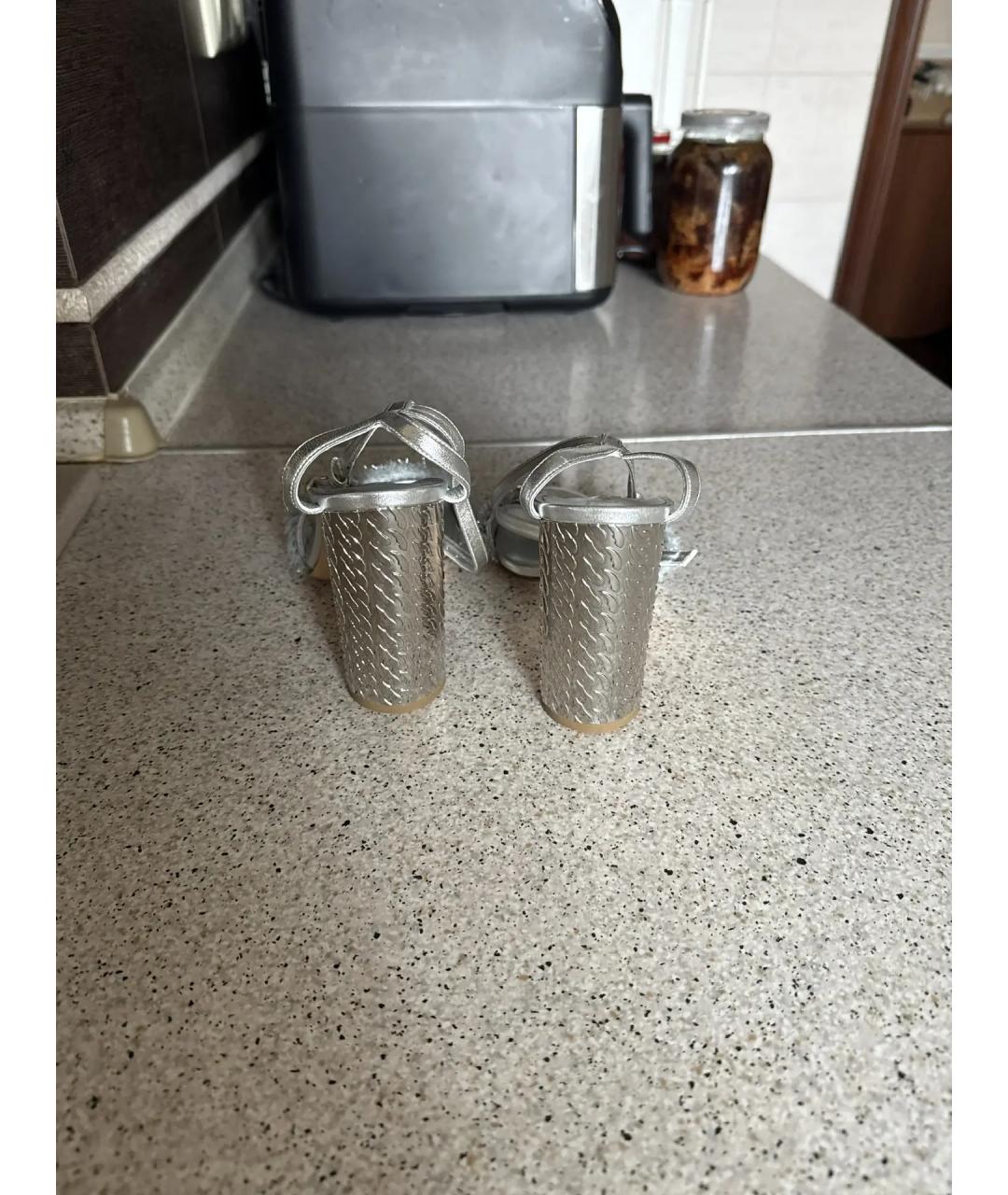 CASADEI Серебряные кожаные босоножки, фото 3